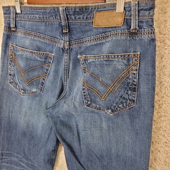 Buckle Black Jeans Men's Size 32R 33* x 31 Blue Fit No 9 Bootleg Denim Stretch - Picture 12 of 14